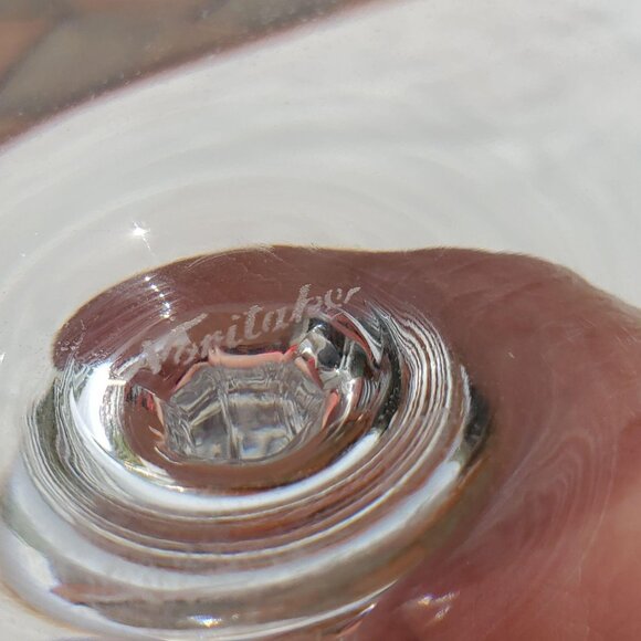 Noritake Crystal Cove Water Goblet 7.5" red wine cut glass etched signed rare - Picture 7 of 10